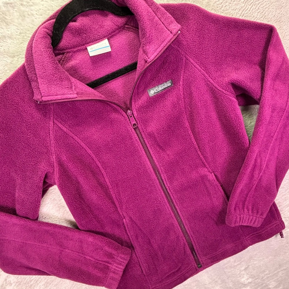 Columbia Womens Fleece Jacket Purple XS Full Zip Benton Springs Mock Neck Soft - Picture 1 of 9